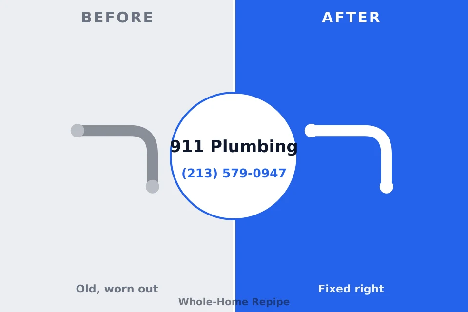 Before and after: plumbing repair Breckenridge, TX